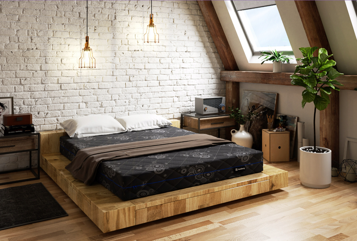 Čiužinys 140x200 DARK išskirtinis H3 kišeninių zonų MASAŽINIS kokosas 24cm HEISBERG